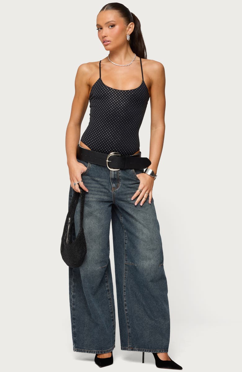 EDIKTED Georgey Rhinestone Bodysuit, Alternate, color,