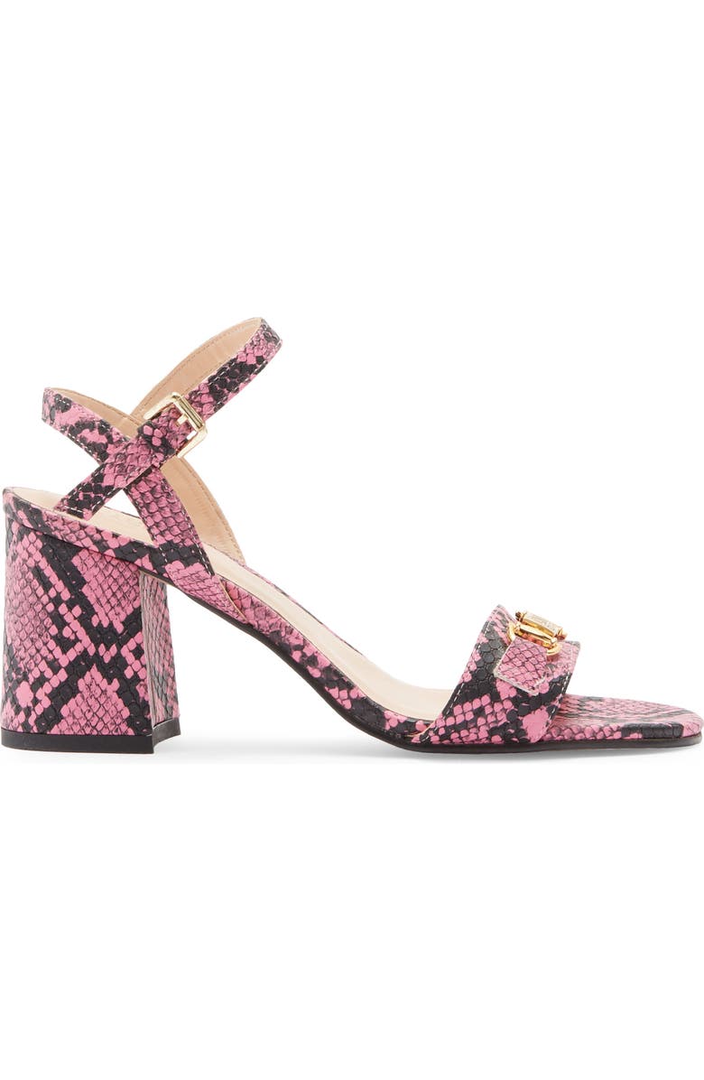 Roberto Cavalli Snake Embossed Ankle Strap Sandal, Alternate, color, Pink