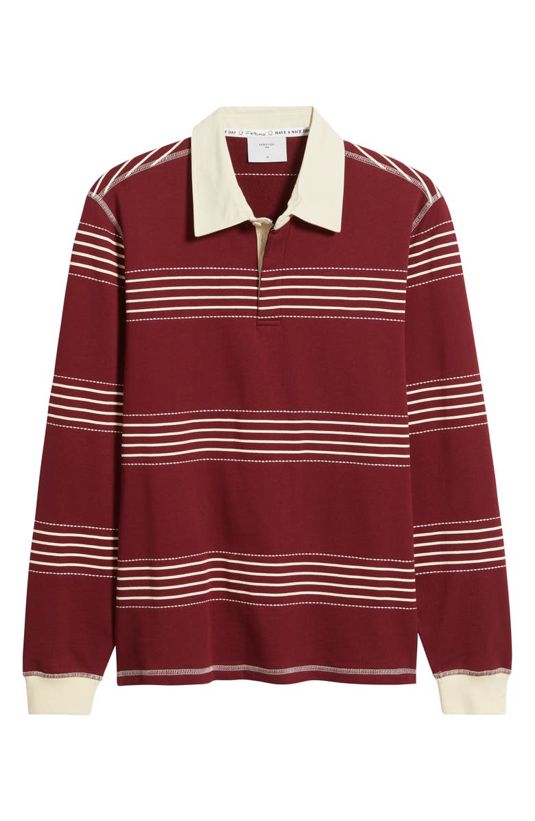 Percival Editor Stripe Cotton Rugby Polo, Alternate, color, Burgundy