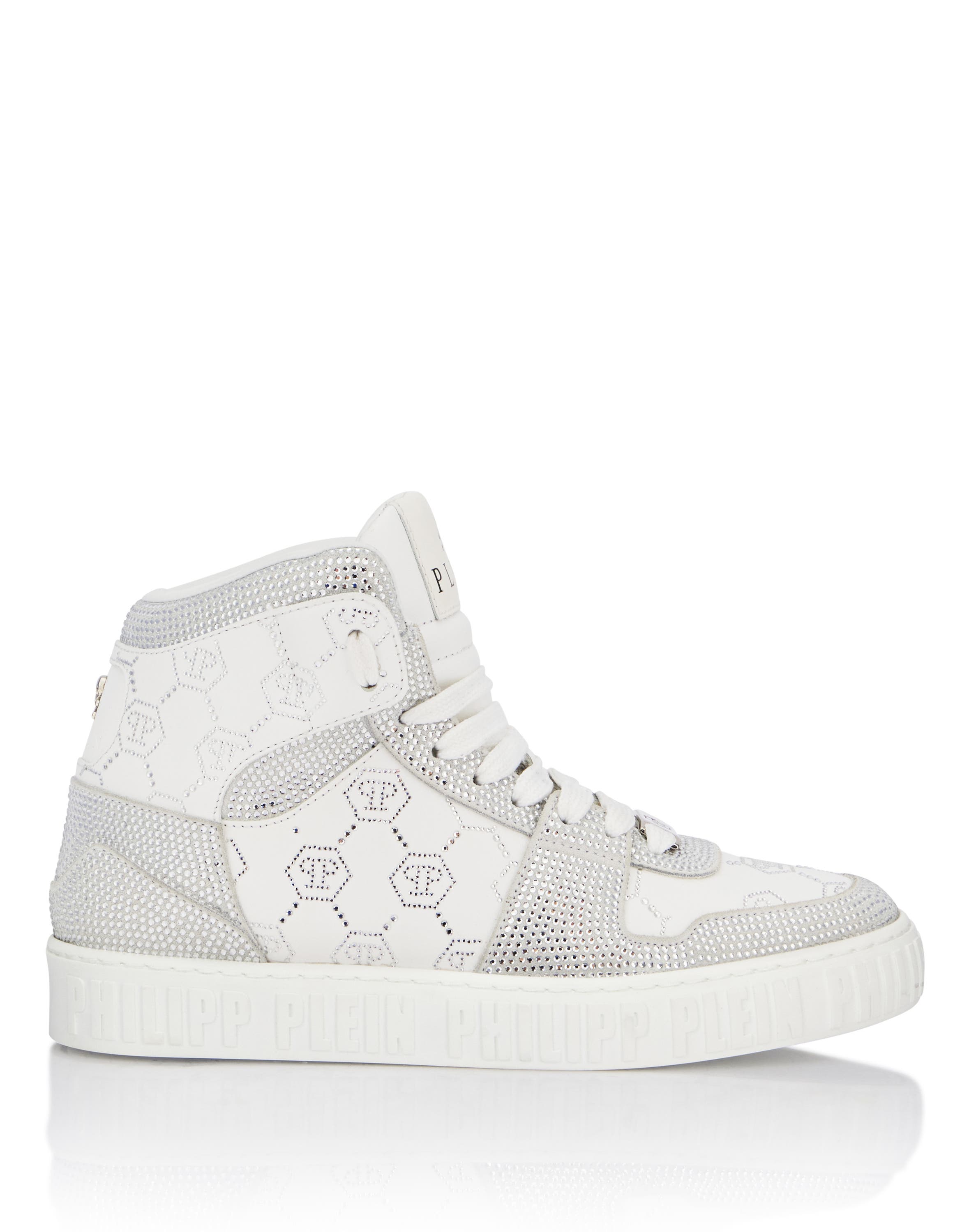 High Top Sneakers Carson Monogram Strass Unisex, Alternate, color, white