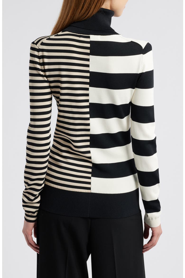 The Greta Stripe Turtleneck Seater, Alternate, color, NOIR / BRULE / KHAKI