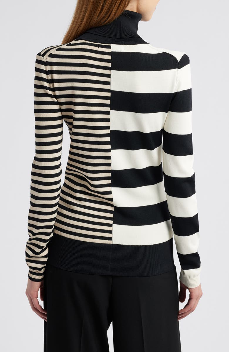 Solid & Striped The Greta Stripe Turtleneck Seater, Alternate, color, Noir / Brule / Khaki