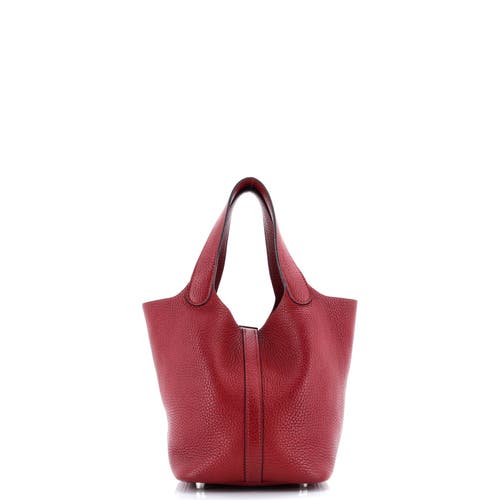 Pre-owned Hermes Hermes Picotin Lock Bag Clemence Pm In Burgundy