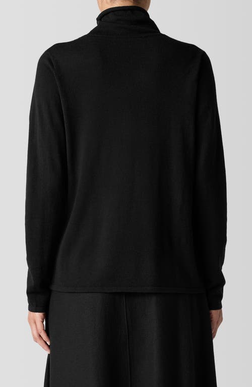 Eileen Fisher Fine Gauge Wool Turtleneck Sweater In Blue