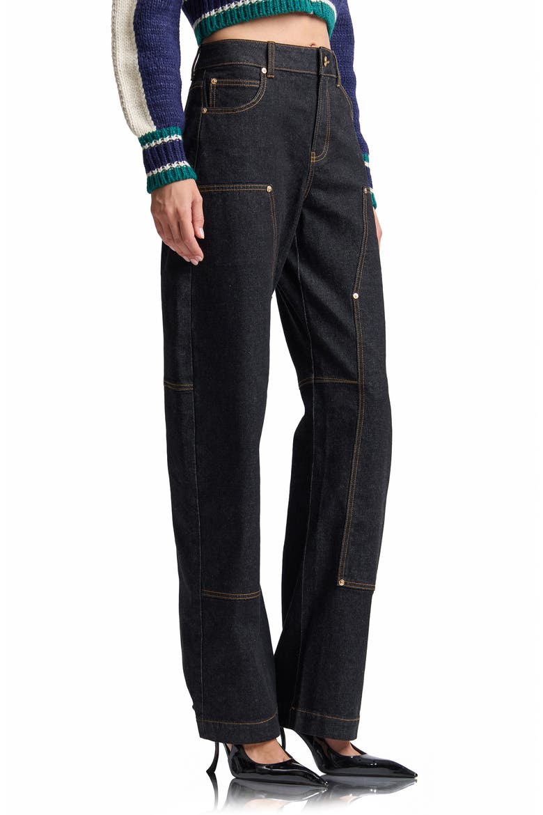 Curved Leg Mid Rise Jeans, Alternate, color, THUNDER WASH
