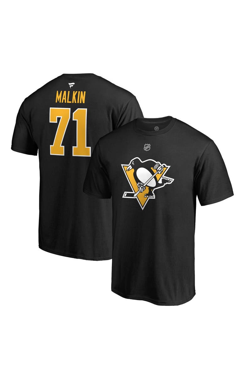 FANATICS Men's Fanatics Branded Evgeni Malkin Black Pittsburgh Penguins Authentic Stack Name & Number T-Shirt, Main, color, 