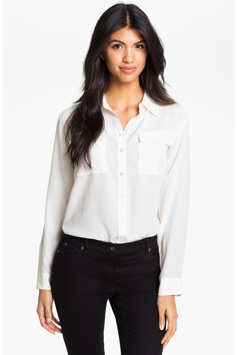Silk Utility Blouse, Main, color, NEW IVORY
