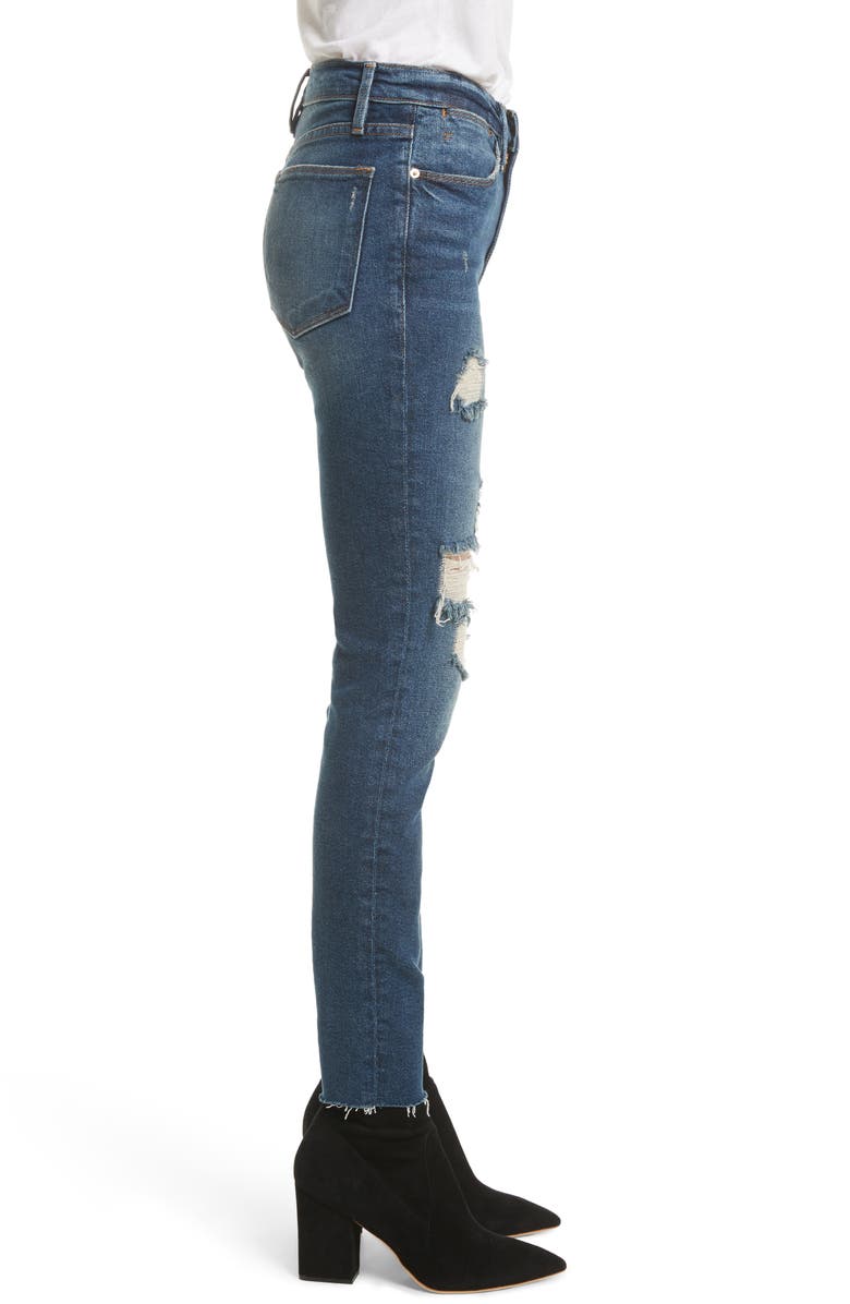 FRAME Le High Raw Edge Skinny Jeans, Alternate, color, 