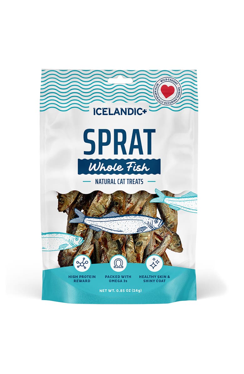 ICELANDIC+ Whole Fish Sprat 0.85Oz Bag, Airdried Cat Treats, Main, color, Brown