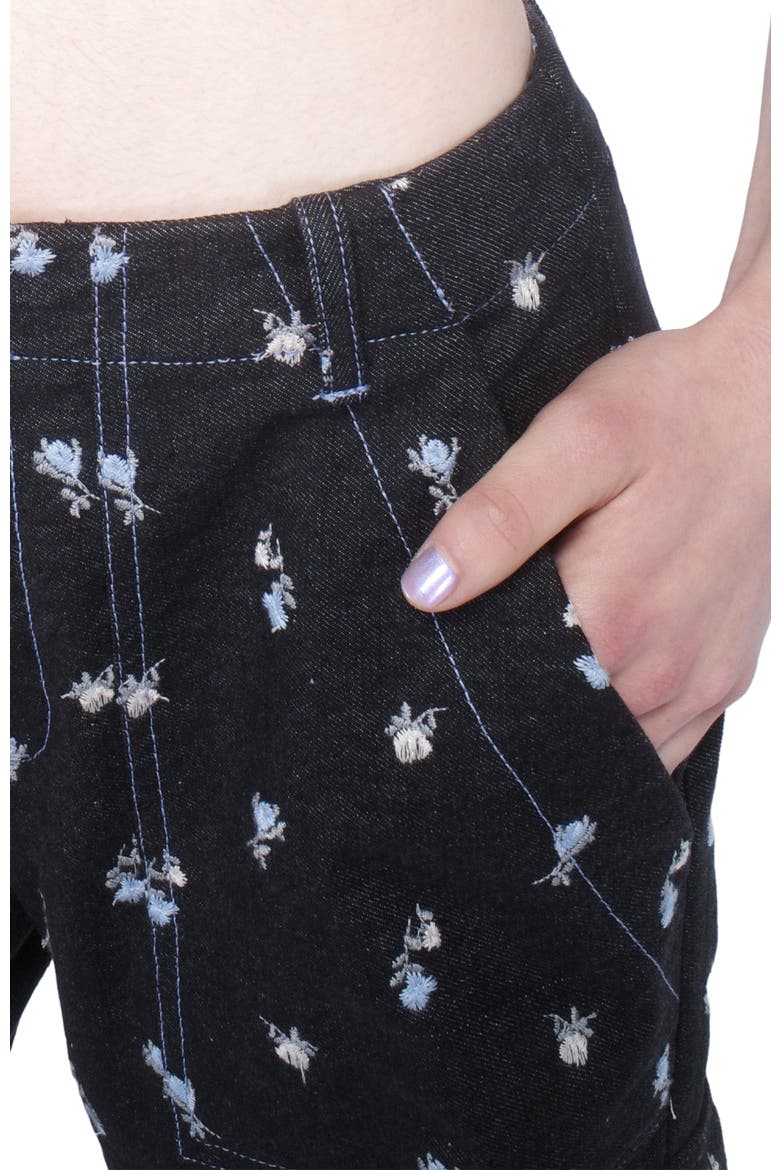 Denim Embroidered Roses Cargo Pant, Alternate, color, BLACK MULTI