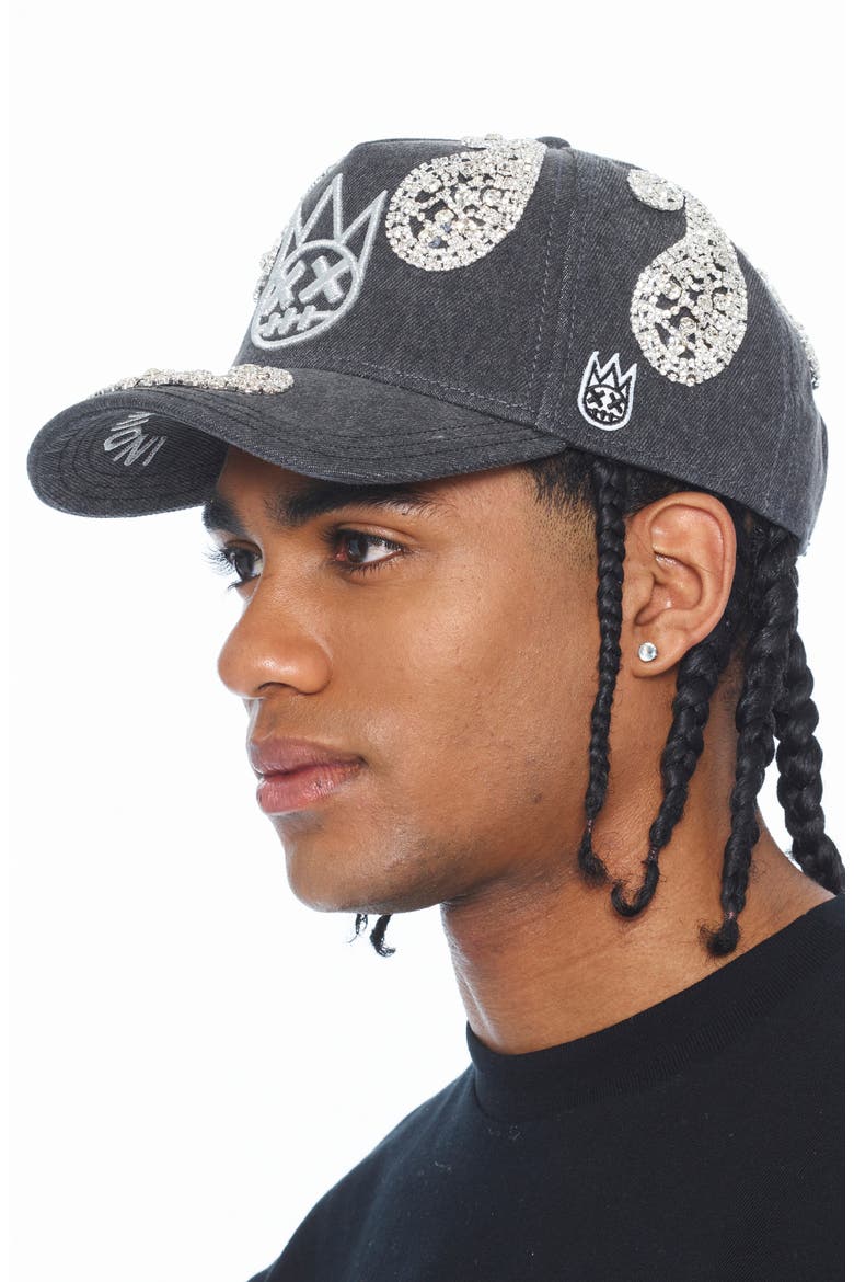 Crystal Paisley Shimuchan Logo Denim Baseball Cap, Alternate, color, BLACK