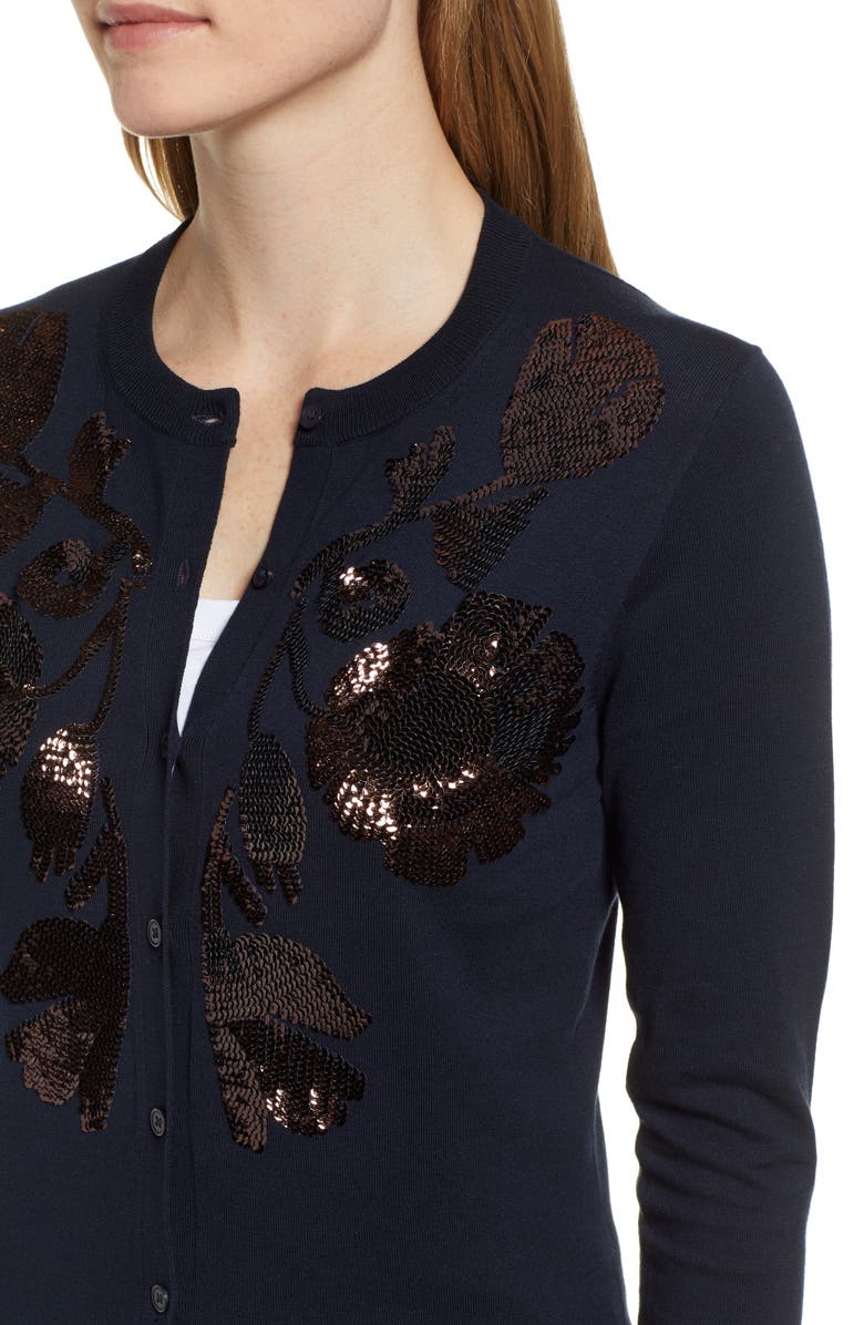 J.Crew Sequin Floral Embroidered Jackie Cardigan, Alternate, color, 