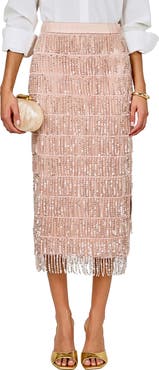 Endless Rose Sequin Tassel Midi Skirt