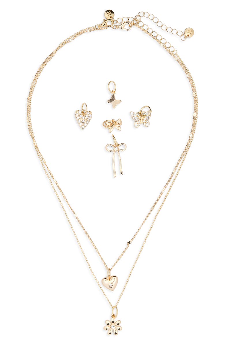 BP. Sweet Motif Assorted Necklace & Charm Set, Main, color, Gold