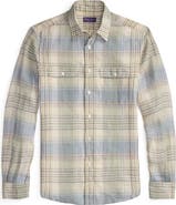 Ralph Lauren Purple Label Plaid Linen Button-Up Shirt