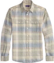 Ralph Lauren Purple Label Plaid Linen Button-Up Shirt