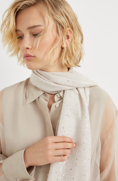 Brunello Cucinelli Cashmere And Silk Diamond Yarn Scarf In Brown