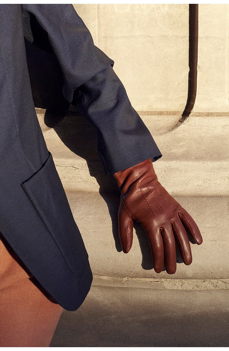 Agnelle Grace Leather Gloves, Alternate, color, Whisky
