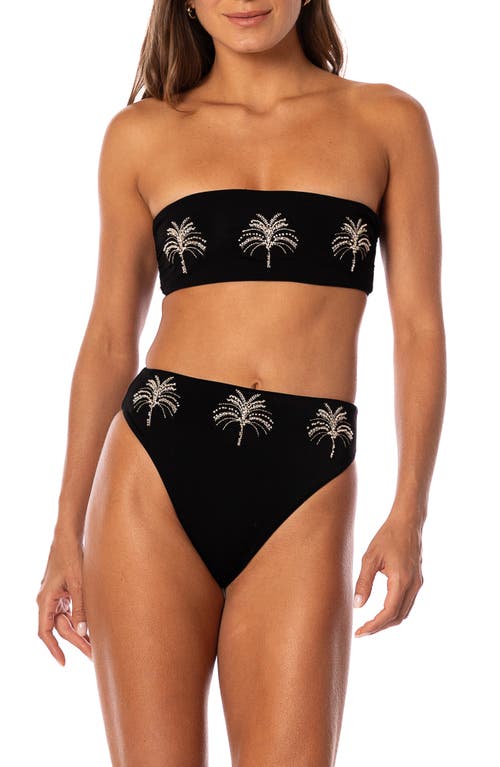 Maaji Midnight Palm Sully Reversible Bikini Bottoms In Black