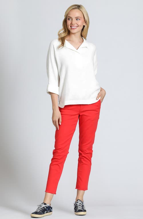 Apny Raw Hem Mid Rise Crop Trouser Jeans In Rocco Red