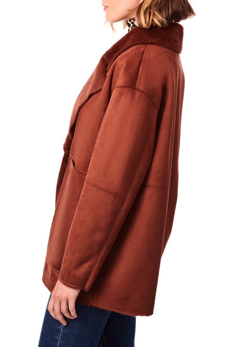 Bernardo Faux Shearling Coat, Alternate, color, Ginger