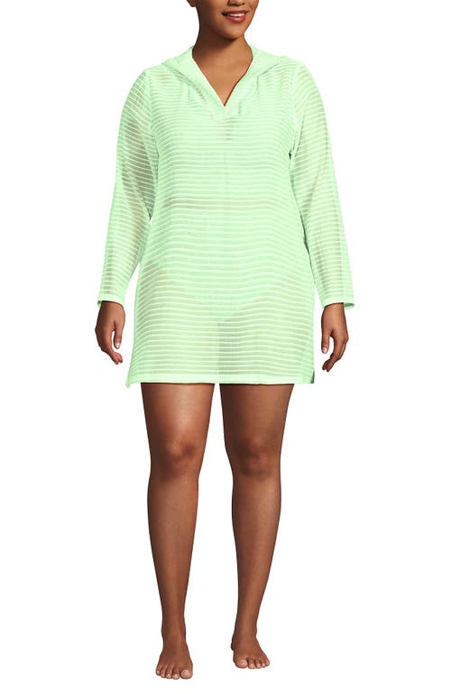 LANDS' END LANDS' END COTTON JERSEY LONG SLEEVE HOODED SWIM COVER-UP DRESS 