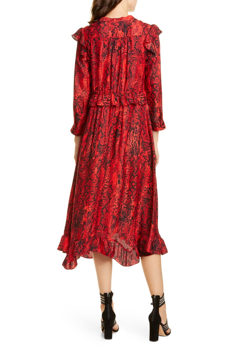 Sahara Snakeskin Print Midi Dress, Alternate, color, ROUGE