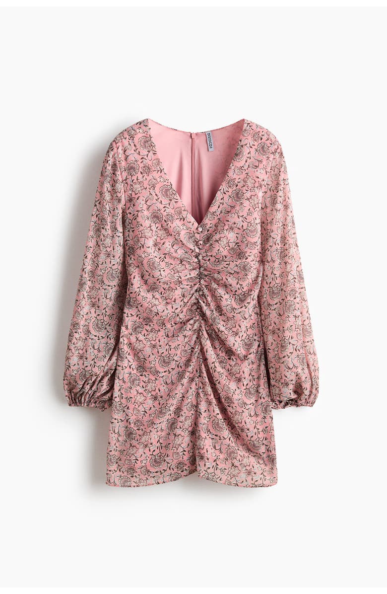 H&M Button-detail Crinkled Dress, Main, color, Pink/Floral