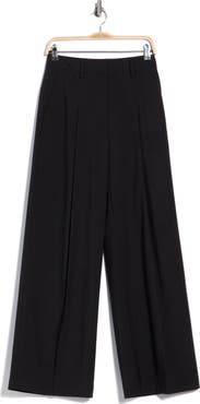 Theory Wide Leg Pleated Wool Blend Trousers