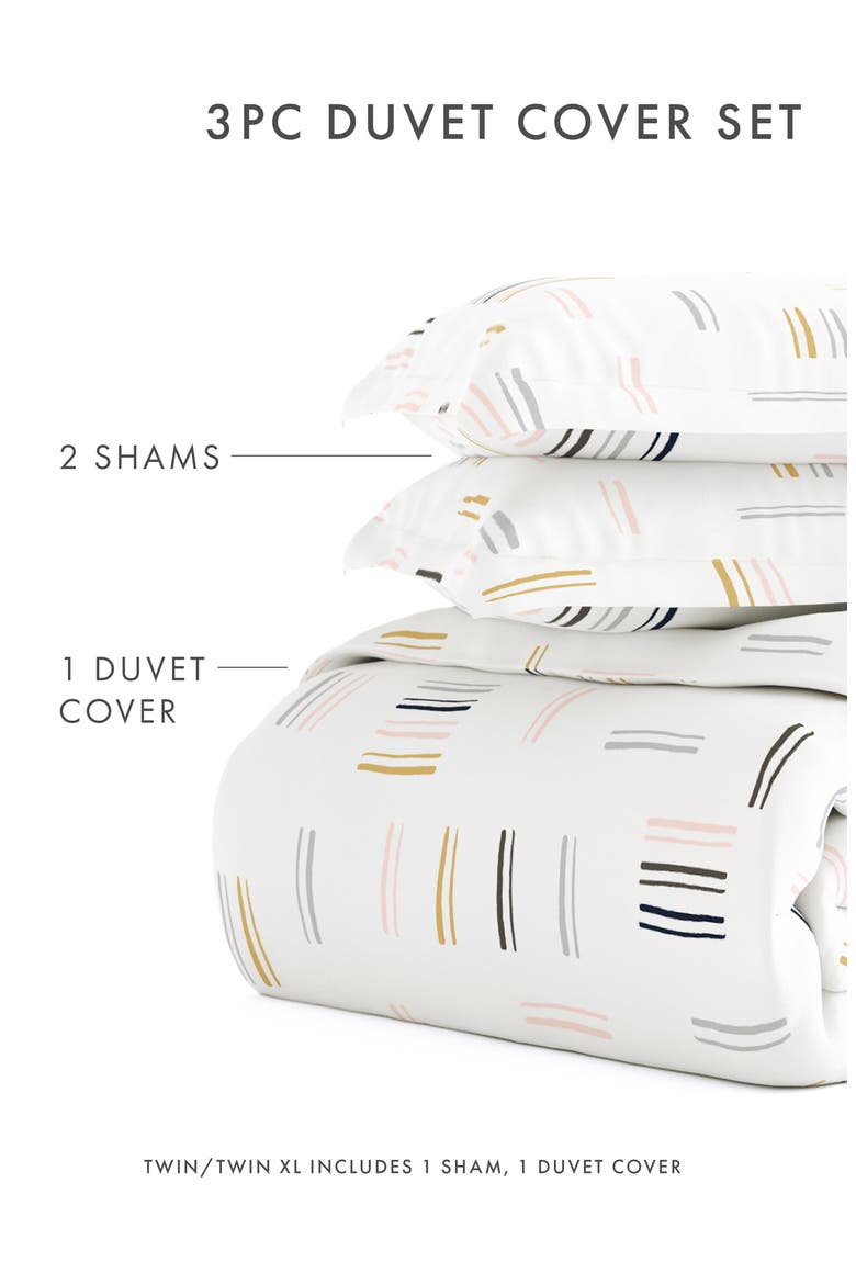 Premium Ultra Soft Geo Dash 3-Piece Duvet Cover Set, Alternate, color, CLAY