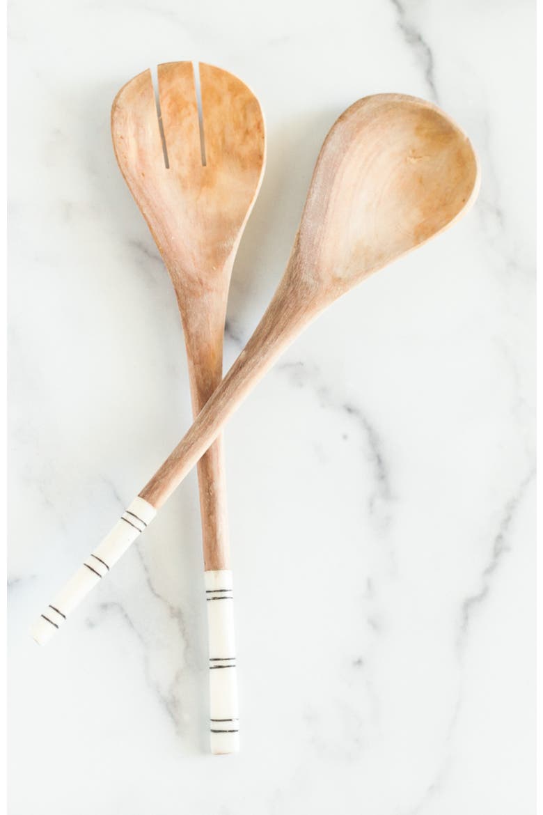 Striped Salad Servers, Alternate, color, Natural