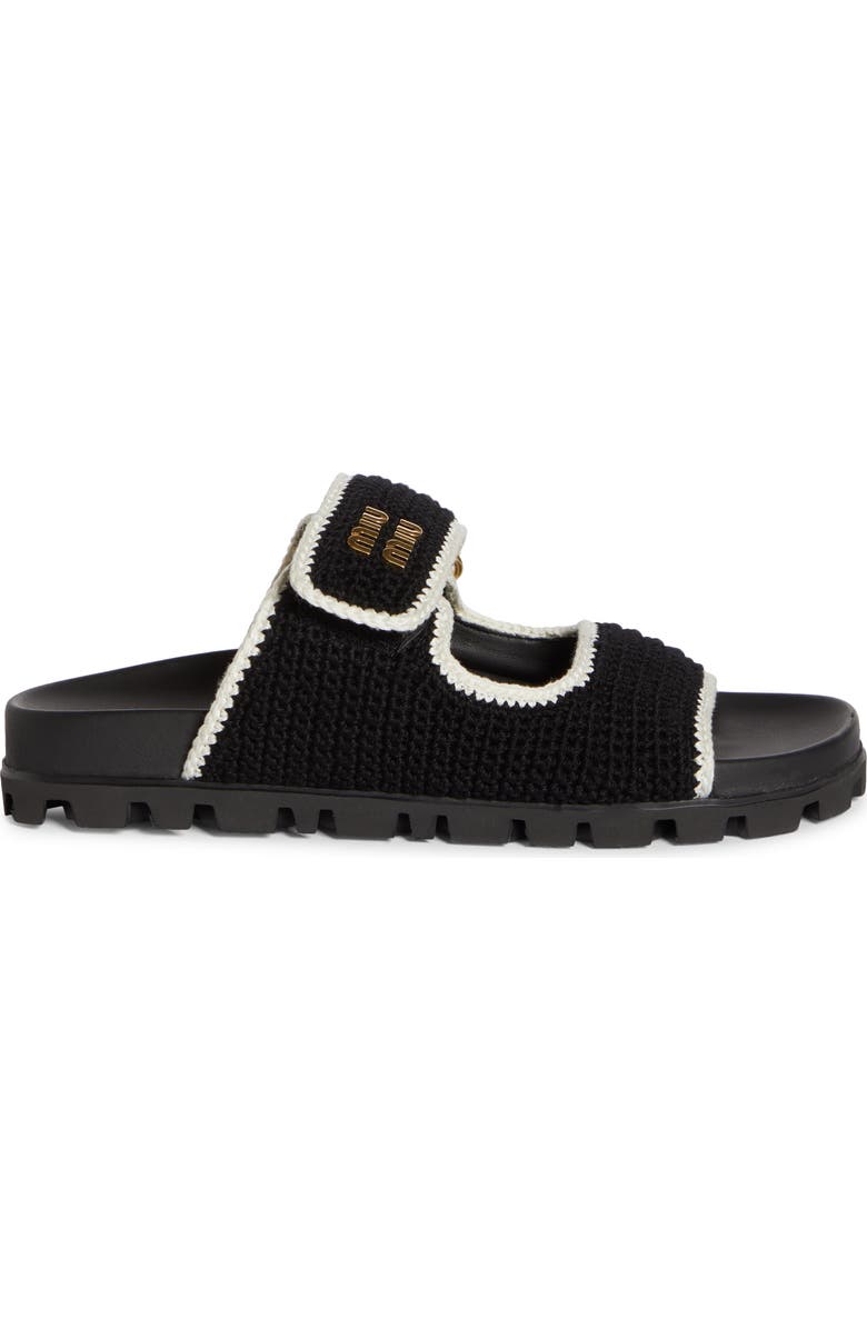 Miu Miu Crochet Double Band Slide Sandal, Alternate, color,