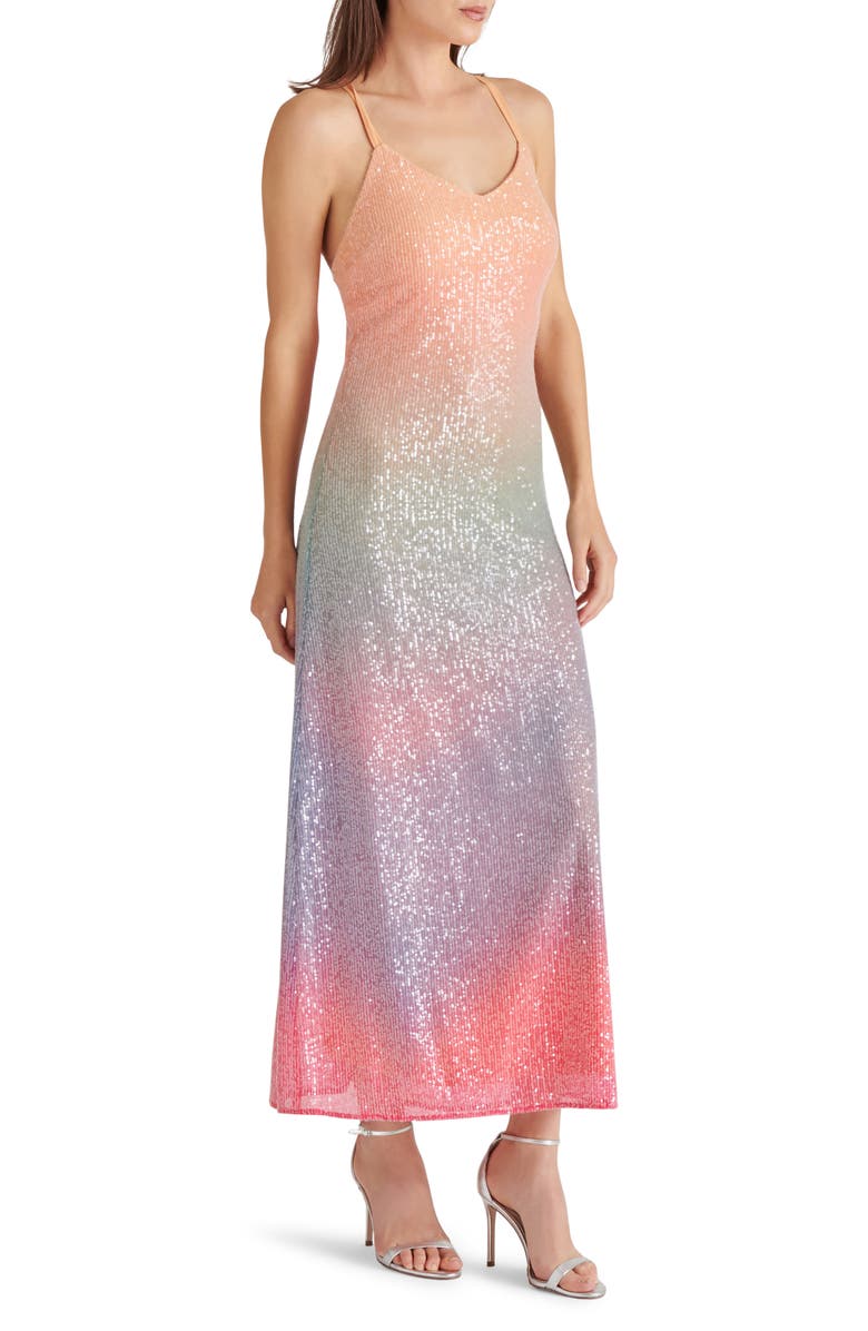 Steve Madden Catania Sequin Rainbow Ombré Maxi Slipdress, Alternate, color, 