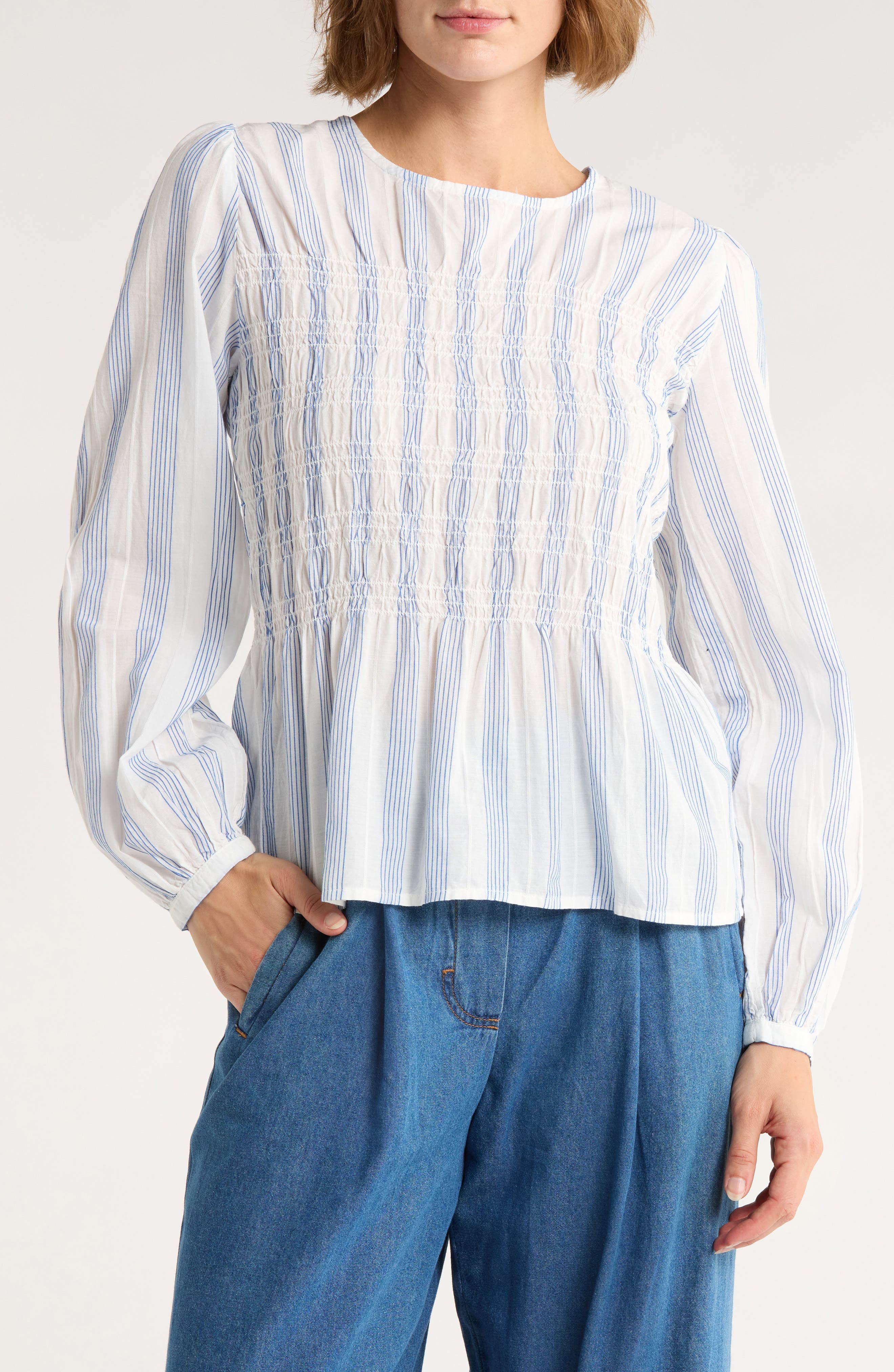 ICHI Stripe Peplum Top