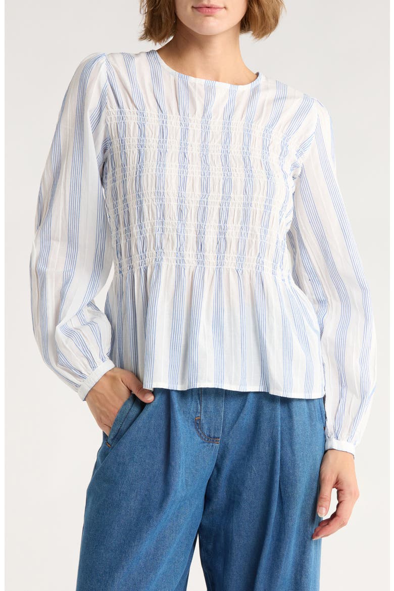 Stripe Peplum Top, Main, color, CLOUD DANCER