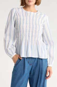 ICHI Stripe Peplum Top