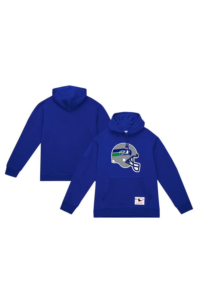 Mitchell & Ness Men's Mitchell & Ness College Navy Seattle Seahawks Helmet Logo Vintage Pullover Hoodie, Main, color, College Navy