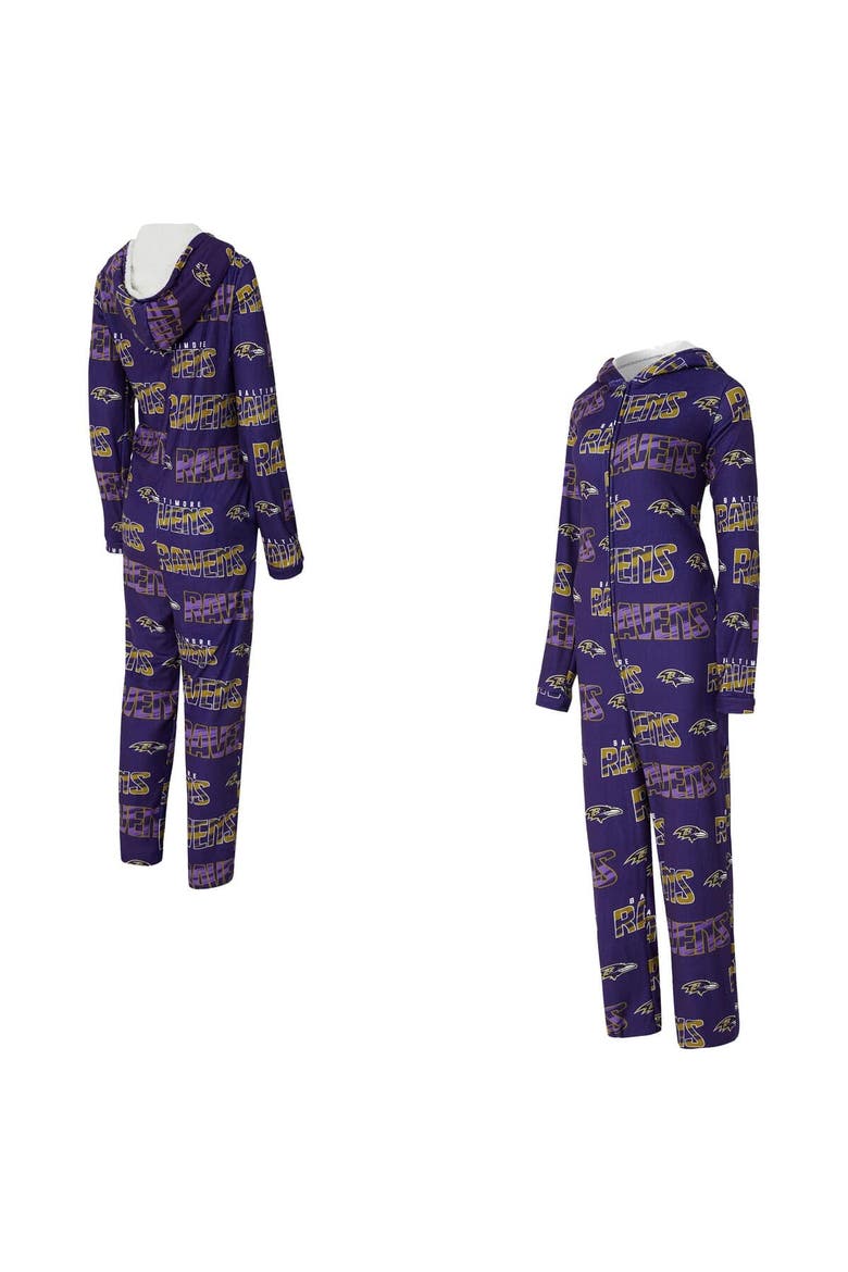 Women's Concepts Sport  Purple Baltimore Ravens Roadway Allover Print Microfleece Full-Zip Union Suit, Main, color, Purple