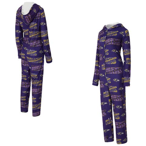 Women's Concepts Sport  Purple Baltimore Ravens Roadway Allover Print Microfleece Full-Zip Union Suit