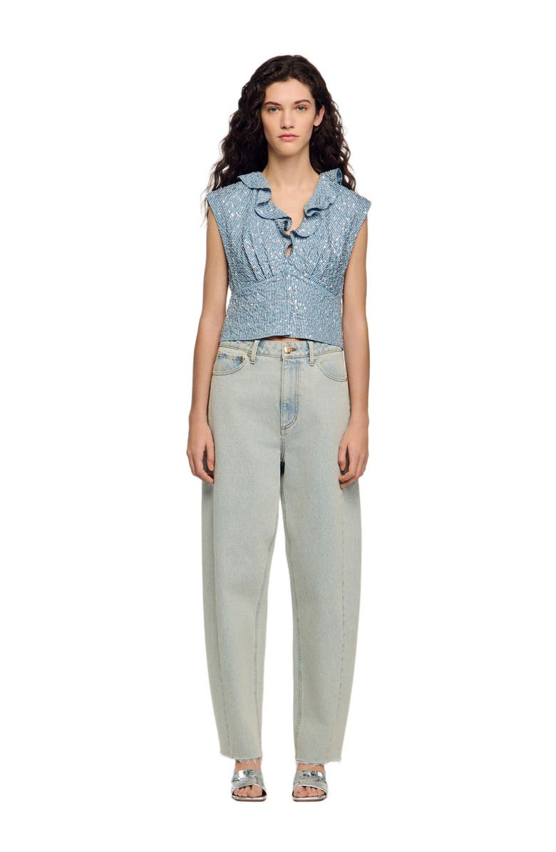 SANDRO Sequin top, Alternate, color, Blue