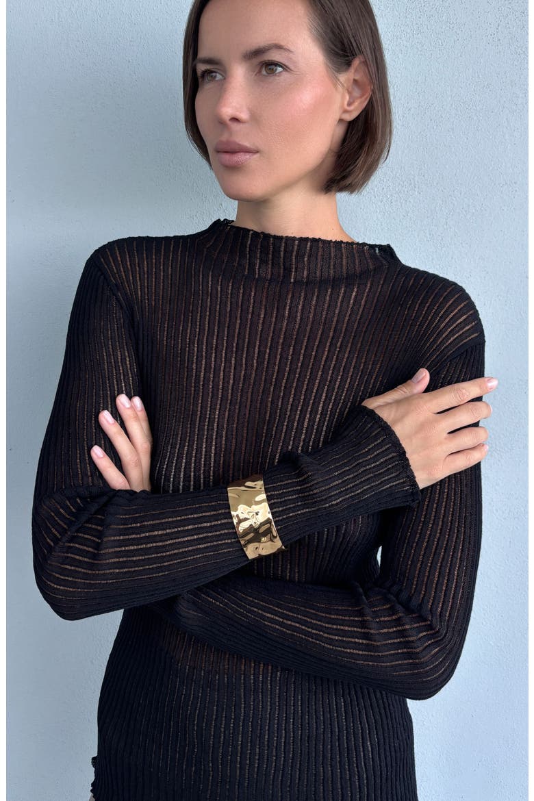 Hammered Tall Cuff Bracelet, Alternate, color, GOLD