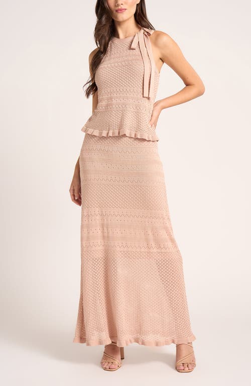 Matty M Mae Tie Neck Pointelle Sweater Vest In Pink