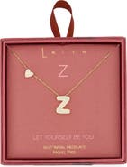 Leith Cubic Zirconia Heart & Bubble Initial Pendant Necklace