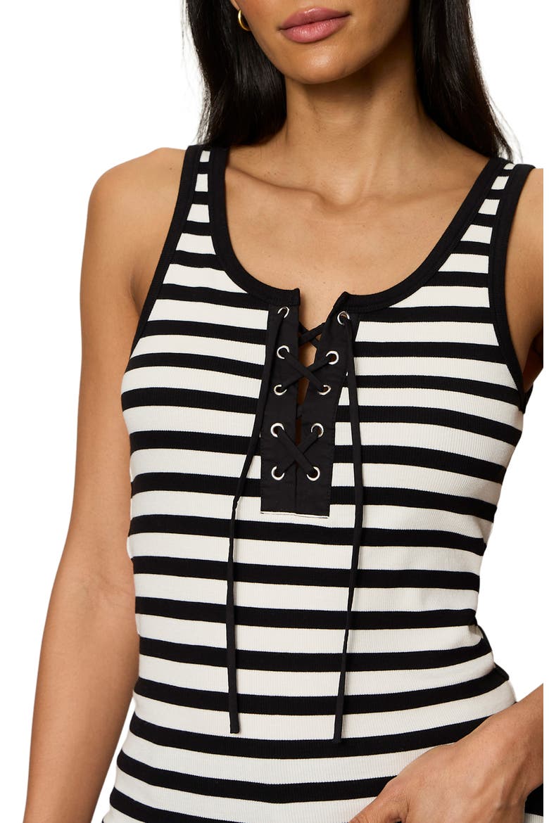 Goto Lace-Up Tank, Alternate, color, CHALK WHITE/ BLACK STRIPE