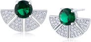 CZ by Kenneth Jay Lane Pavé Cubic Zirconia Fan Stud Earrings