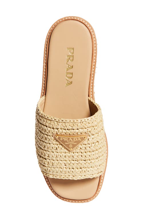 Prada Raffie Single-band Platform Slides In Naturale