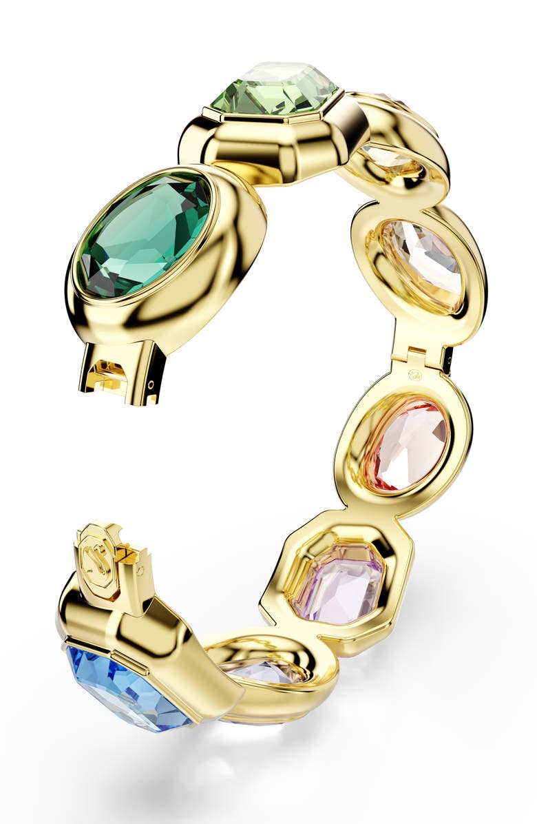Swarovski Gema Crystal Bangle Bracelet, Alternate, color, Gold Multi
