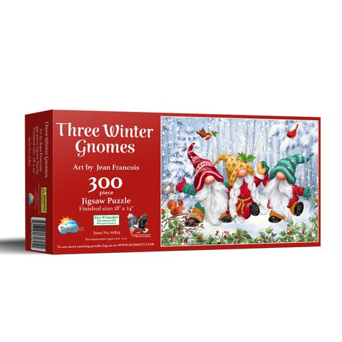 Three Winter Gnomes 300 piece Jigsaw Puzzle for Adults
