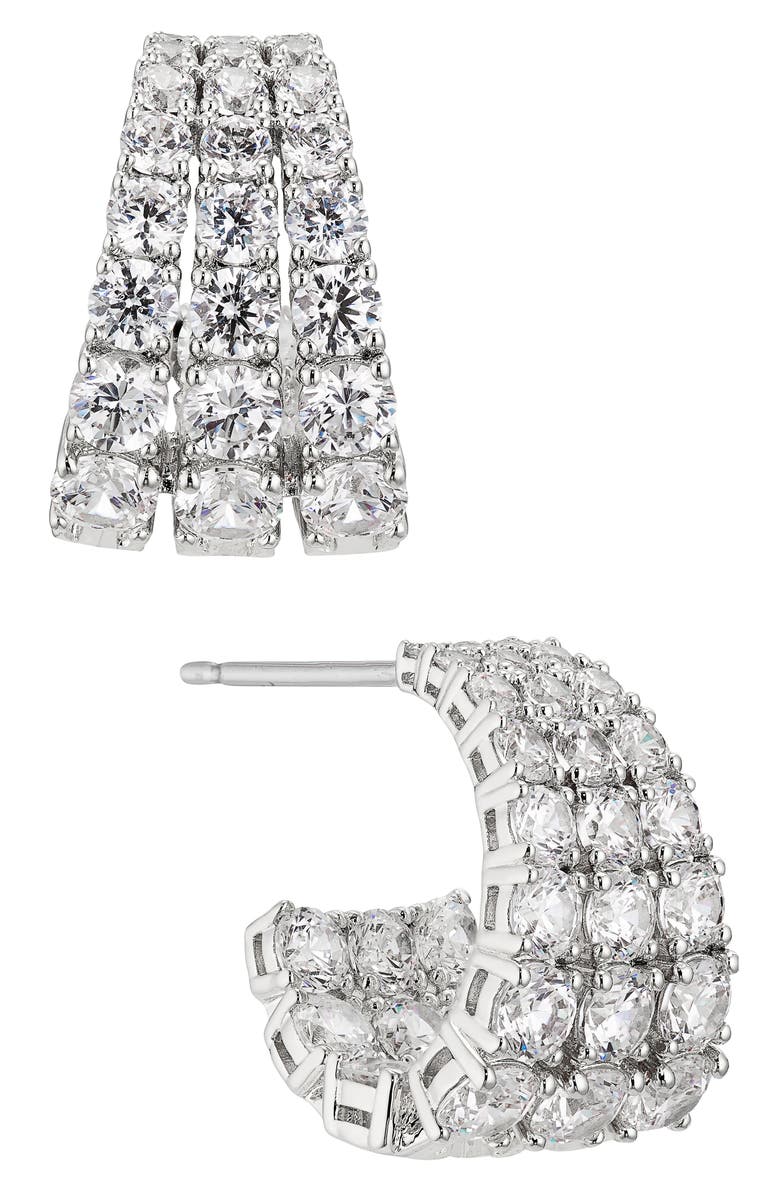 Nadri Cubic Zirconia Huggie Hoop Earrings, Main, color,