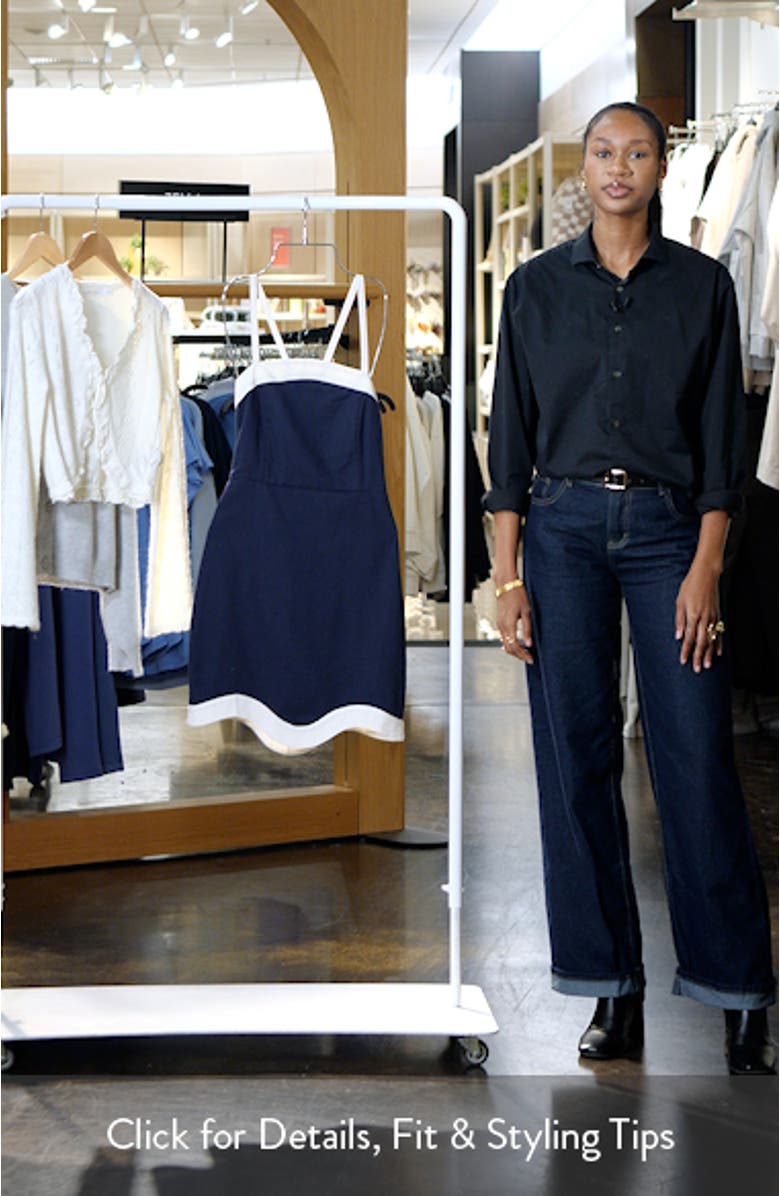 Scalloped Linen Trim Minidress, sales video thumbnail